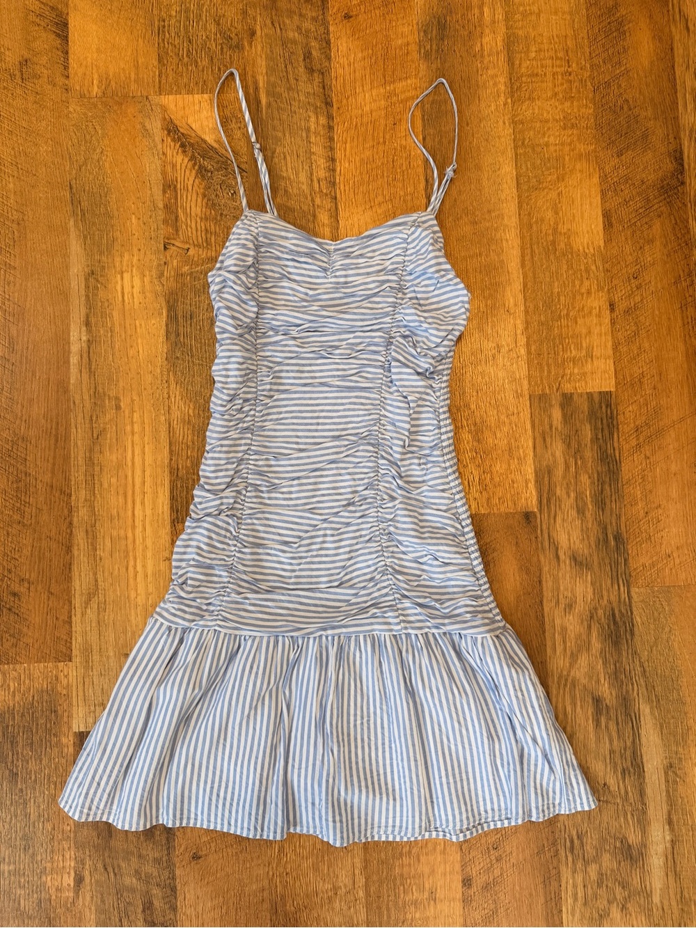 SO Blue & White Striped Spaghetti Strap Dress